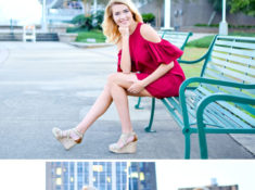 Cassidy | Natural Light #SeniorPortraits by Desire Anne Photography // Luxury Senior Photographer located in Mobile, Alabama // Daphne, AL // Fairhope, AL // Baldwin County // tags: flower senior portraits, by the water, fashion, model, beach senior pics, rooftop senior pictures photos, black jumpsuit, off-the-shoulder dress